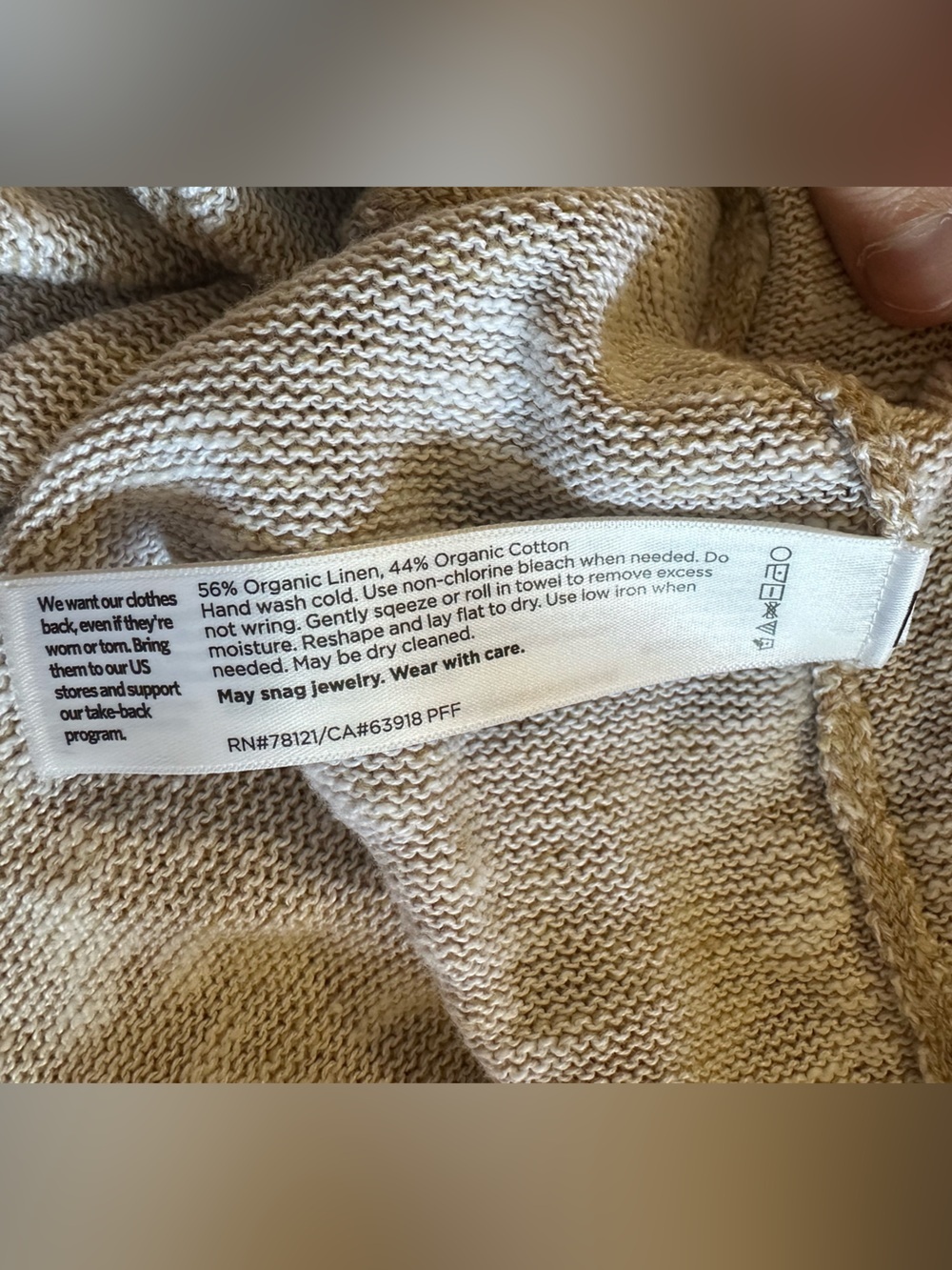 Eileen fisher Organic Cotton Linen Slub Top sweater beige tan size small - Picture 3 of 8